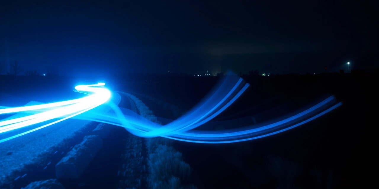 Digital light trails representing data flow